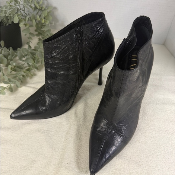 Le Château Luxe Black Leather Stiletto Ankle Boots Made in Italy Size 38 - Picture 3 of 14